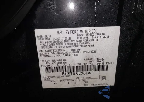 2018 Ford Ecosport Se z USA, uszkodzony, nr VIN MAJ3P1TEXJC240636